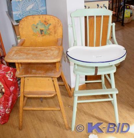 lot 321 image: 2 Antique Baby High Chairs one with...