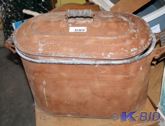 lot 328 image: Vintage copper boilertub with wood...