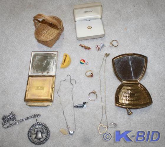 lot 340 image: Jewelry pictured, rings, necklaces,...