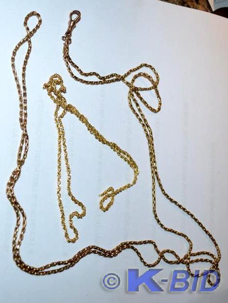lot 42 image: 2 Gold Necklaces. &nbspOne is mark...