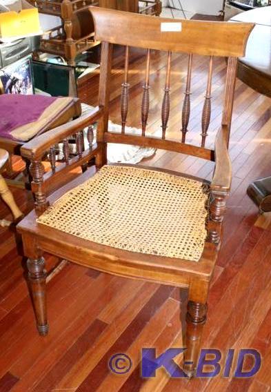 lot 55 image: Vintage cane seat captains chair