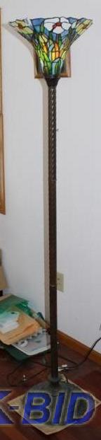 lot 58 image: Vintage Tiffany style stain glass f...