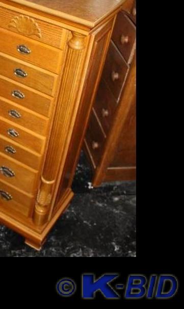 lot 81 image: Beautiful Powell Oak Jewelry Armoir...